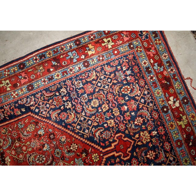 Textile 1900s, Handmade Antique Persian Bidjar Rug 4.5' X 5.6' For Sale - Image 7 of 11