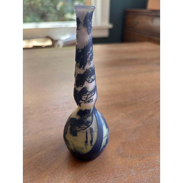 1900 - 1909 Antique DeVez Nautical Sailboat Glass Decorative Vase Signed 5.75” For Sale - Image 5 of 7