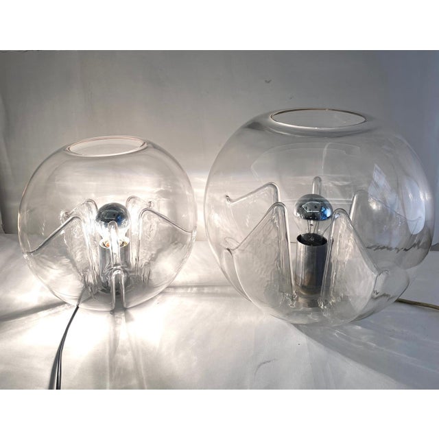 Clear Glass Membrane Lamps attributed to Toni Zuccheri for Veart, Murano, 1960s, Set of 2 For Sale - Image 15 of 15