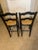 Mid 20th Century Country French Style Black Rush Seat Barstools- A Pair For Sale - Image 9 of 12