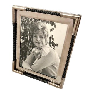 Silver Plate Picture Frame with Woven Cable Details For Sale