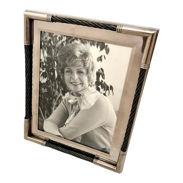 Silver Plate Picture Frame with Woven Cable Details For Sale