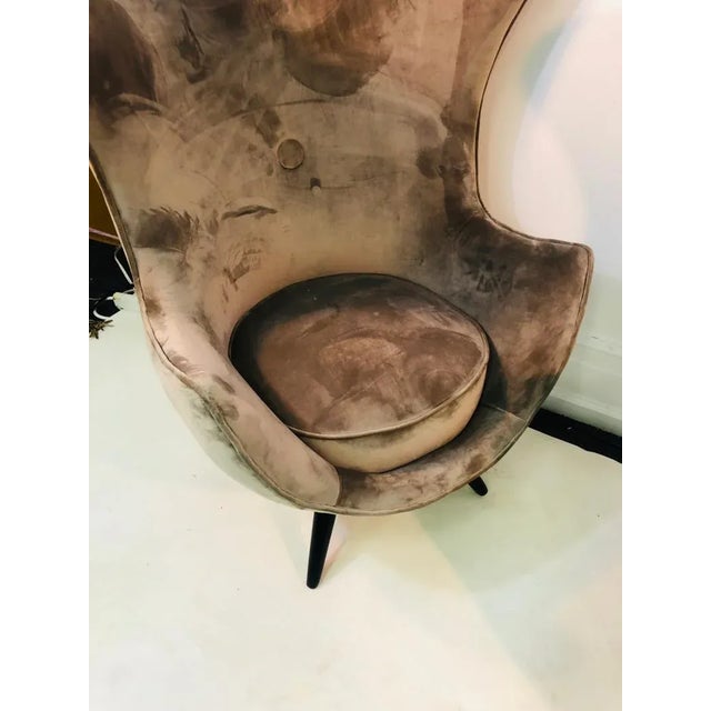 Pair of Italian chairs in the manner of Jean Royere. 21st century. In excellent condition. Newly reupholstered velvet...