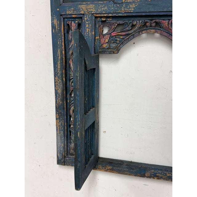 Late 20th Century Indonesian Carved Wood Window Wall Decor For Sale - Image 5 of 12