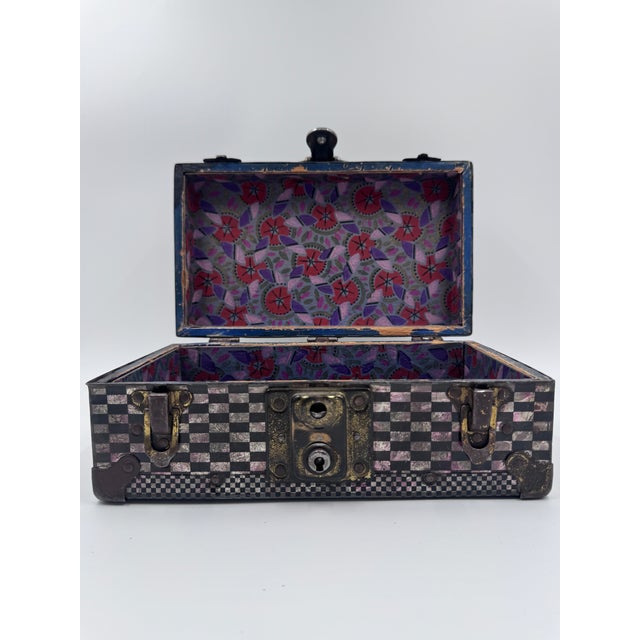 A charming turn-of-the-century salesman sample, miniature traveling trunk or document lock box, dating to circa...