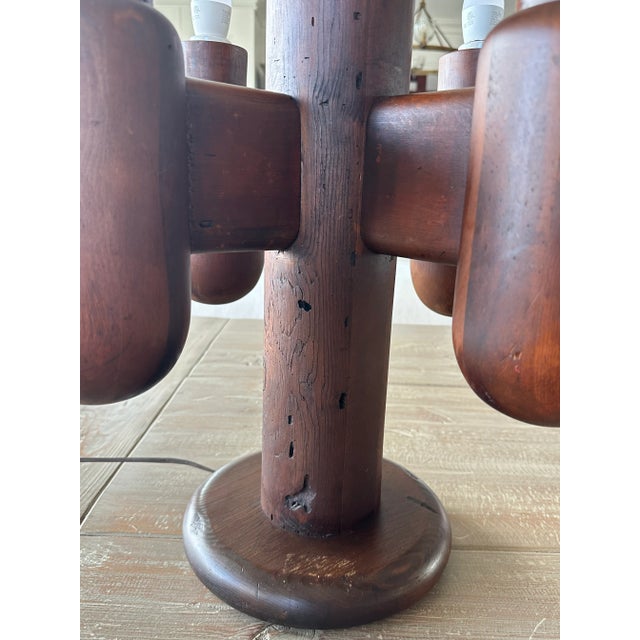 Wood Madeline 1970's Mid Century Modern Cactus Table Lamp For Sale - Image 7 of 9
