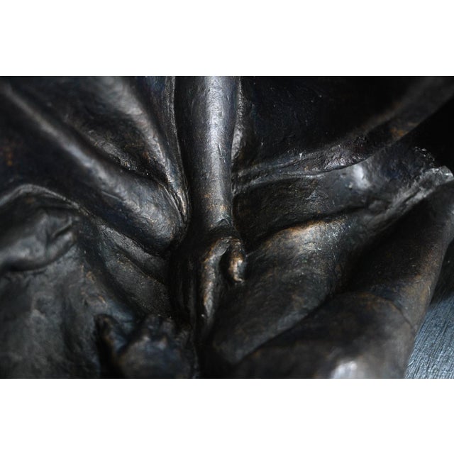 Wood Felipe Castañeda Signed Bronze Sculpture "Dos Mujeres" Two Seated Women, 1982 For Sale - Image 7 of 8