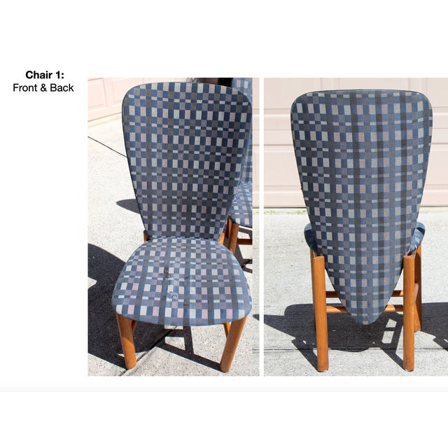 Blue Danish Postmodern Skovby Dining Chairs in Solid Teak With Custom Upholstery - Set of 4 Vintage 1960s For Sale - Image 8 of 16