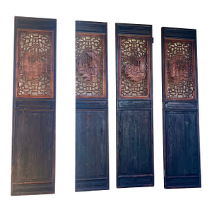 Set of 4 19th Century Chinese Carved Temple Screens With Figural Panels – Beijing Origin
