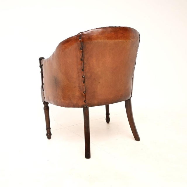 Vintage Georgian Style Leather Armchair, 1930 For Sale - Image 6 of 11
