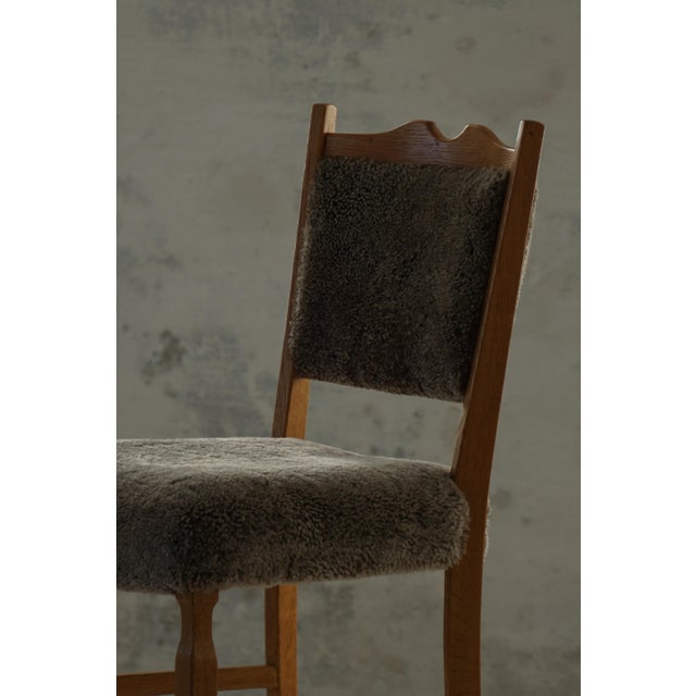 Vintage Danish Modern Dining Chairs in Oak and Lambswool by Henning Kjærnulf, 1960s, Set of 8 For Sale - Image 13 of 18