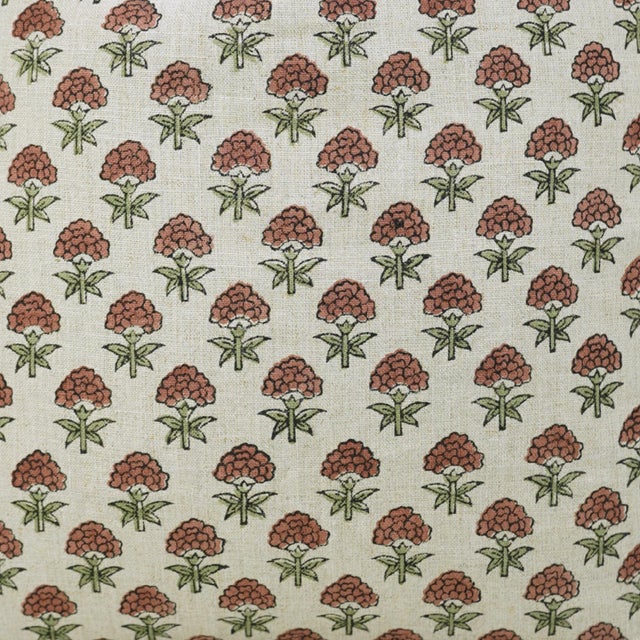 Textile Fabdivine Handmade Block Print Pure Linen Pillow Covers 24x24 Inches – Strawberry Floral Cushion For Sale - Image 7 of 9