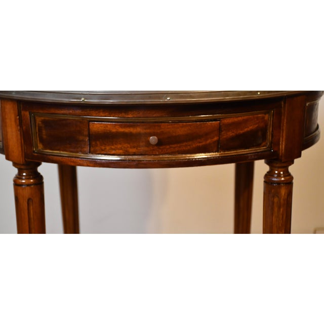 Wood 1910s Antique French Louis XVI Mahogany & Marble Top Round Center / Side Table For Sale - Image 7 of 14