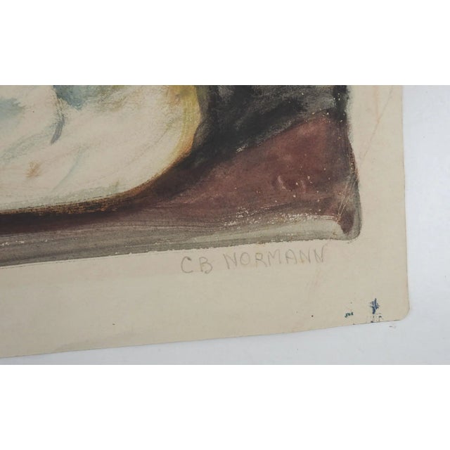 Vintage circa 1950's gouache on paper portrait painting by Charles Berkeley Normann (1903-1985) Norway/Texas. Likely a...