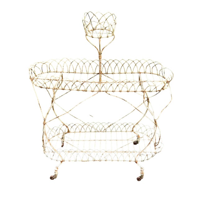 Metal Antique French Victorian Wire Three- Tier Planter For Sale - Image 7 of 13