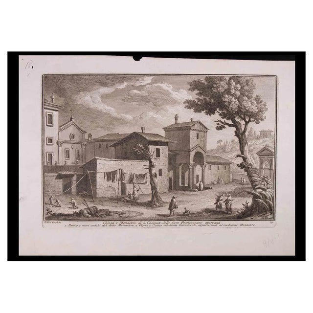 Giuseppe Vasi, Chiesa e Monastero di S. Cosimato, Etching, Late 18th Century For Sale