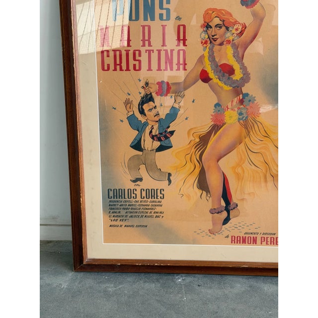 Wood Vintage “Maria Cristina” Framed Film Poster For Sale - Image 7 of 12