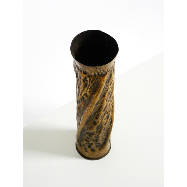 Large Vintage Brutalist Brass Vase, 1975 For Sale - Image 10 of 18