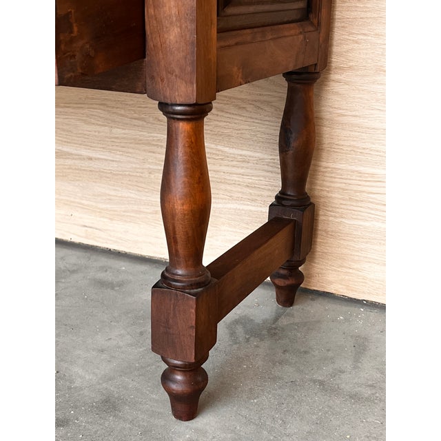 19th Century Catalan Spanish Carved Walnut Console Sofa Table, Four Drawers For Sale - Image 11 of 11