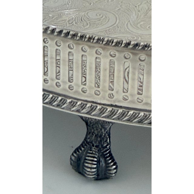 Large English Sheffield Silver Footed Gallery Tray - Engraved For Sale - Image 12 of 12