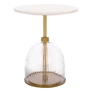 Kashi Round Side Table in Clear / White For Sale