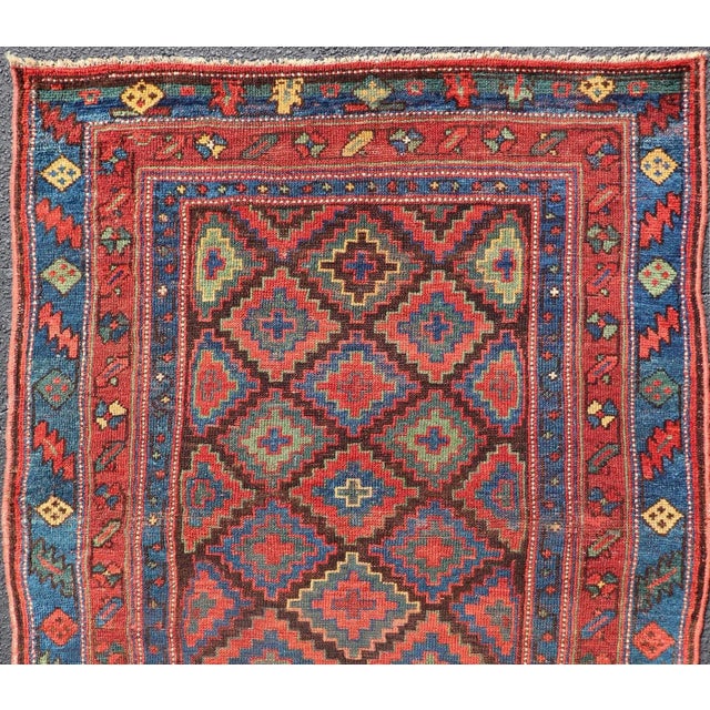 Mid 19th Century Sauj Bulak Kurd Carpet in Soft Colors and Diamond Shapes 4'1 X 5'11 For Sale In Atlanta - Image 6 of 11