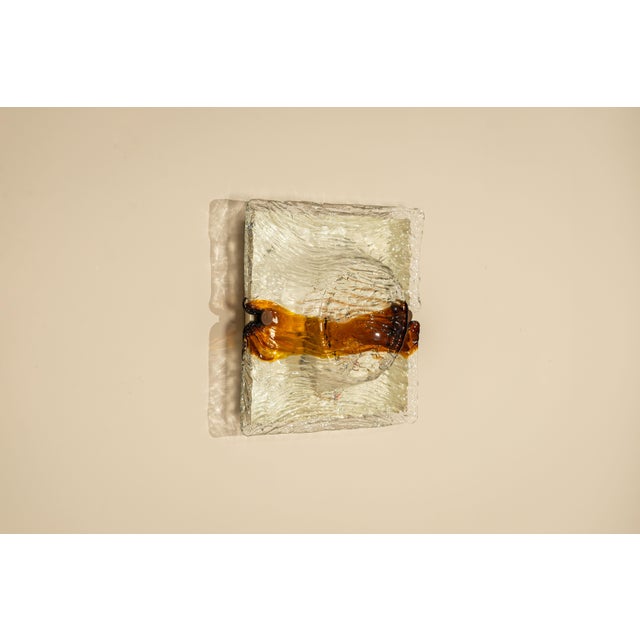 Glass Cristal & Amber Quilt Wall Lamps by Toni Zuccheri for Venini, Italy, 1970s, Set of 3 For Sale - Image 7 of 14