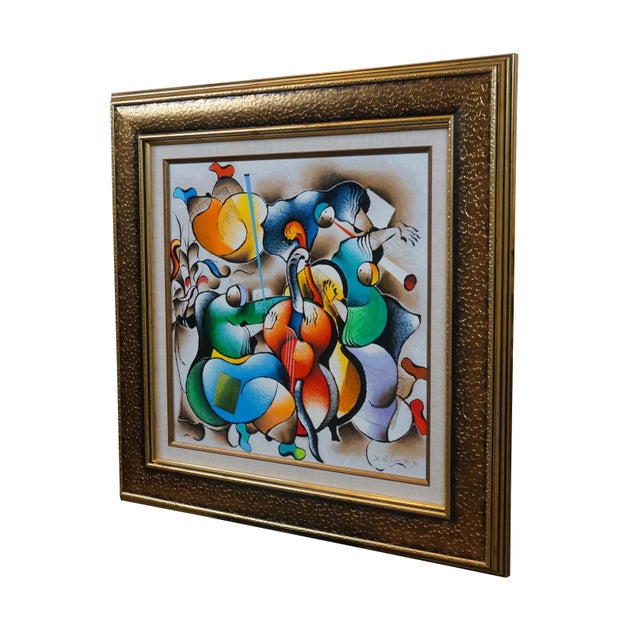 Artist's proof embellished serigraph print on canvas title "Symphonic Jazz" by David Schluss. Numbered AP 33/50 on...