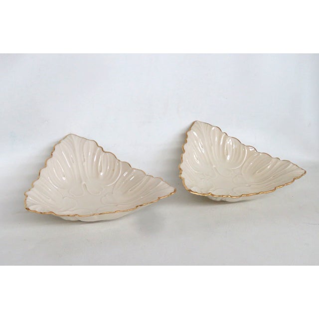 Lenox China Triad Ivory Porcelain Dish Pair of 2 Triangular Bowls Gold Rim 4932b For Sale - Image 14 of 15