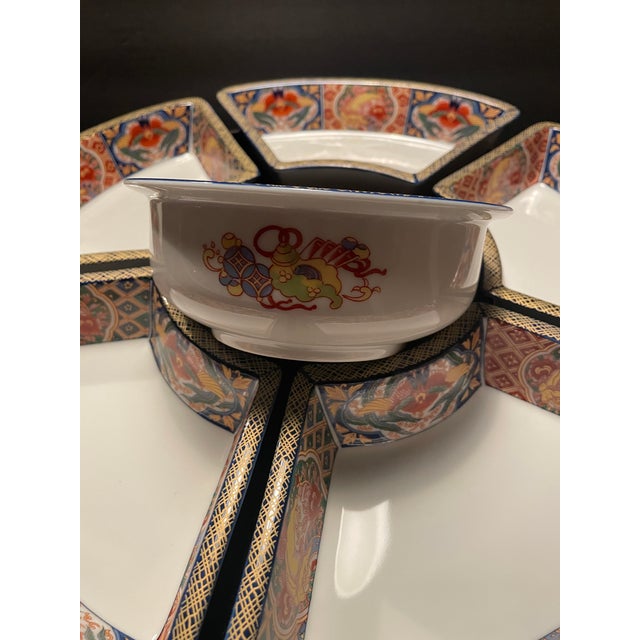 Asian Asian Porcelain Appetizer Serving Set on Stand For Sale - Image 3 of 12