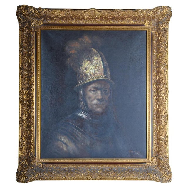 After Rembrandt van Rijn, The Man in the Gold Helmet, Oil Painting, Framed For Sale - Image 16 of 16