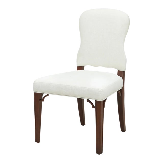 Bunny Williams Home Sienna Dining Chair in Mahogany with Cream Linen Upholstery For Sale