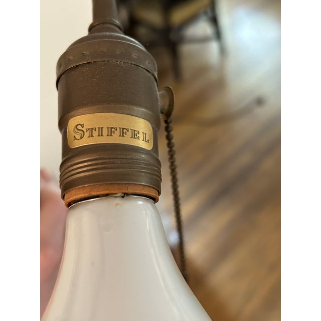 Metal 1960s Stiffel Enamel and Brass Candlestick Lamp For Sale - Image 7 of 9