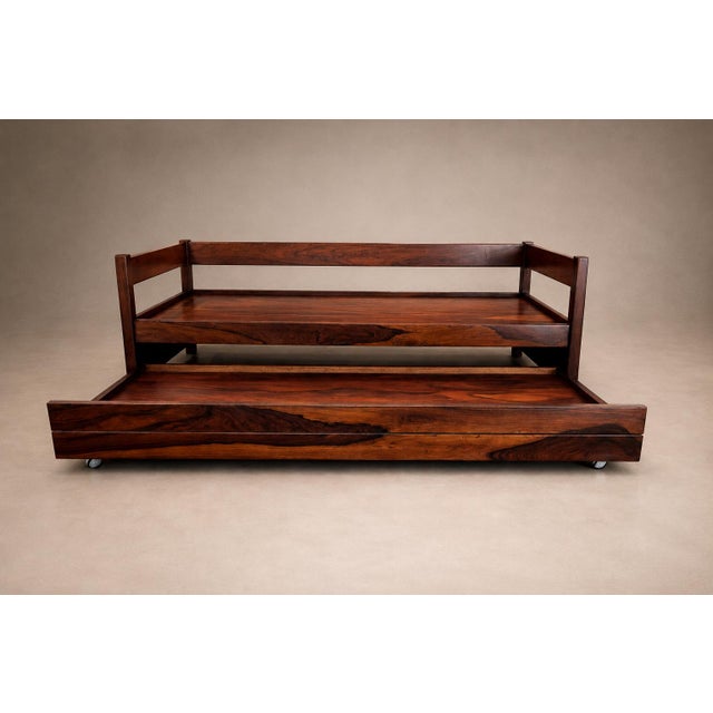 Brazilian Modern Two-in-One Rosewood Sofa & Daybed in Deep Olive Mohair, Celina For Sale - Image 13 of 18