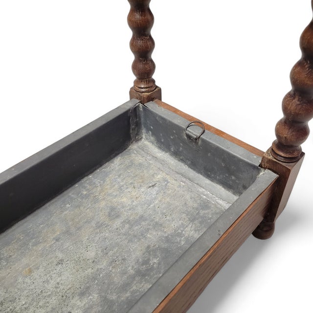 Brown Rare Late 19th-Century English Oak Umbrella Stand With Removable Zinc Tray – Hand-Carved Victorian Décor For Sale - Image 8 of 8
