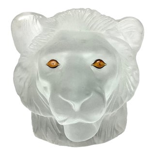 Saint Louis Glass Crystal Lion Paperweight or Figurine For Sale