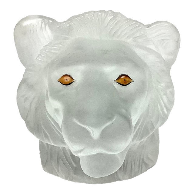 Saint Louis Glass Crystal Lion Paperweight or Figurine For Sale