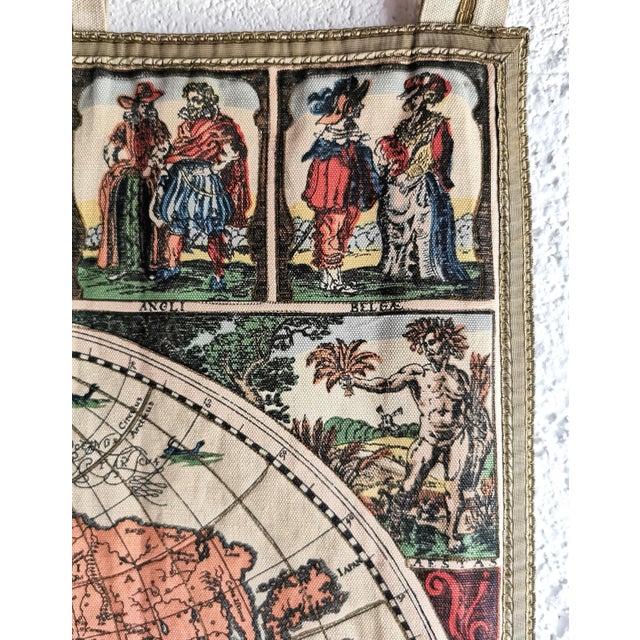 Mid-Century Modern Vintage Tapestry with World Map by Gerardus Mercator, 1960s For Sale - Image 3 of 14