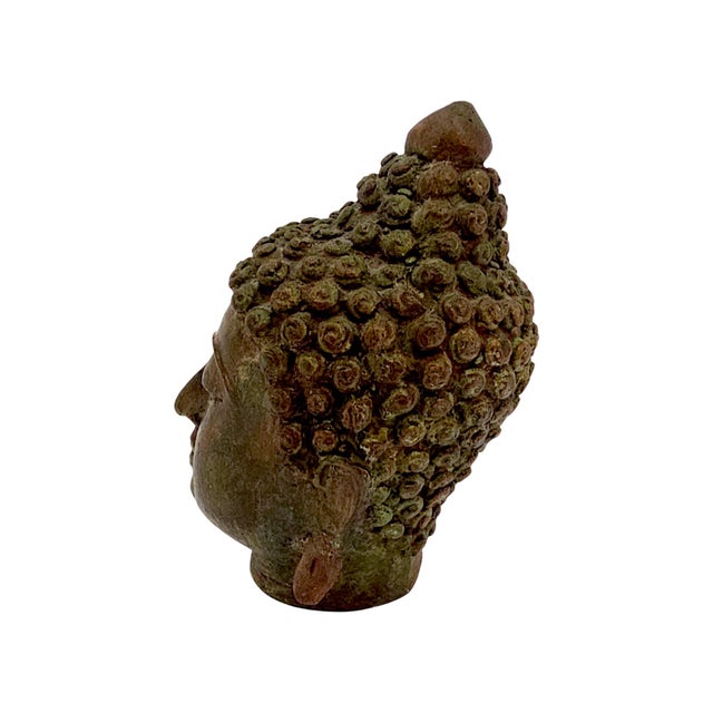 Brown 20th Century Thai Sukhothai-Style Patinated Bronze Buddha Head For Sale - Image 8 of 11