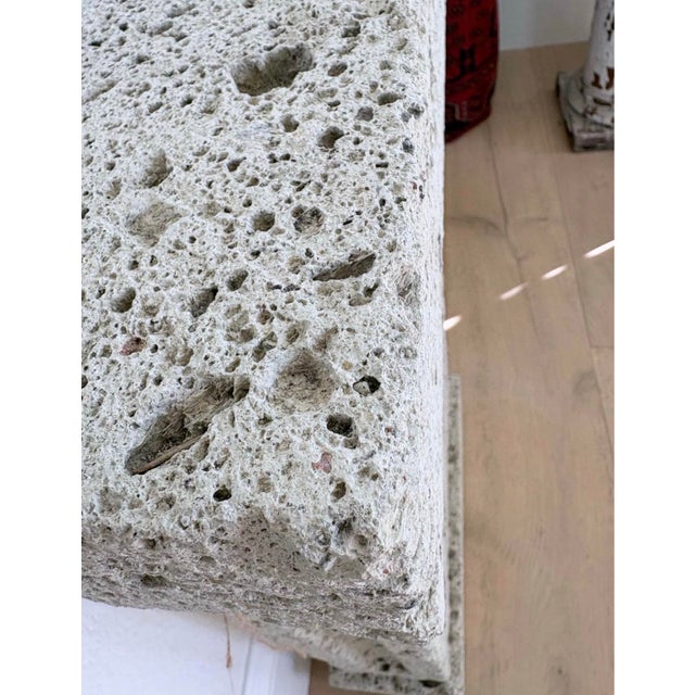 Beige Vintage Weathered Cast Concrete Architectural Pedestal For Sale - Image 8 of 8