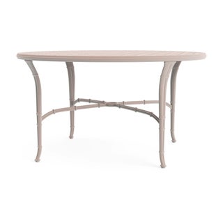 Brown Jordan Calcutta 54" Round Cast Top Dining Umbrella Table in Blush For Sale