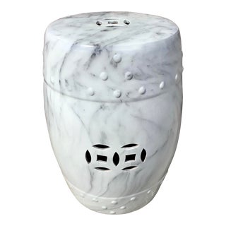 Faux Marble Asian Ceramic Garden Seat For Sale