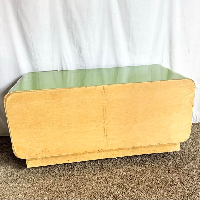 Lime 1980s Postmodern Lime Green Lacquer Laminate Waterfall Low Credenza For Sale - Image 8 of 8