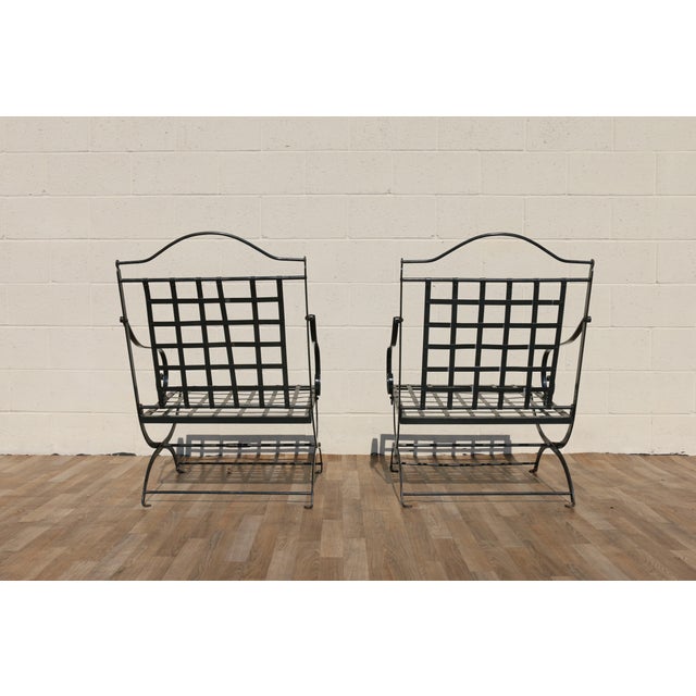Pair of 1970s Wrought Iron Folding Patio Chairs by Hervé Baume | Outdoor Armchairs | France For Sale - Image 11 of 18