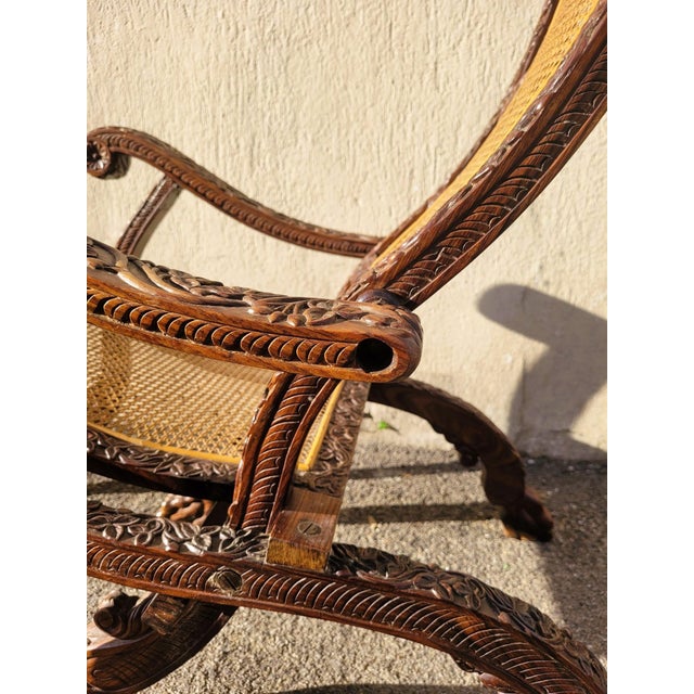 Indian Folding Armchair in Carved Wood For Sale - Image 10 of 18
