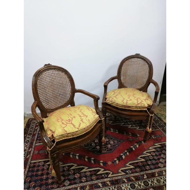 Louis XVI Armchairs in Vienna Straw and Walnut, 1800s, Set of 2 For Sale - Image 14 of 14