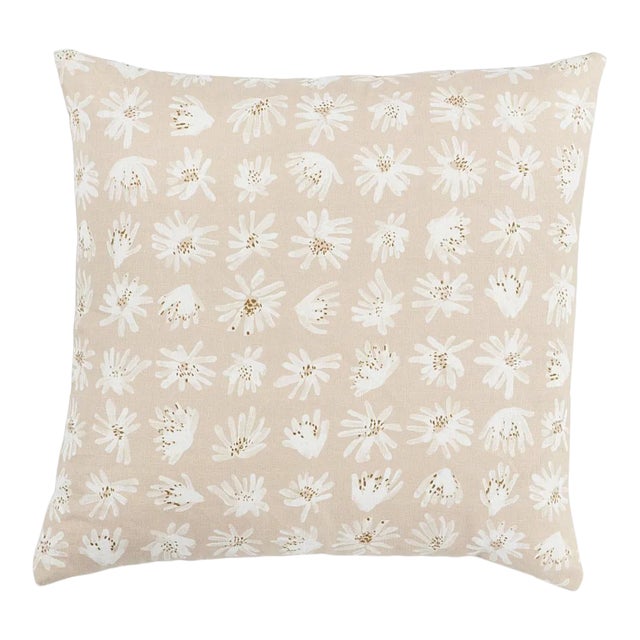 Schumacher X Caroline Z Hurley Meadow Rock 22" Pillow in Natural For Sale