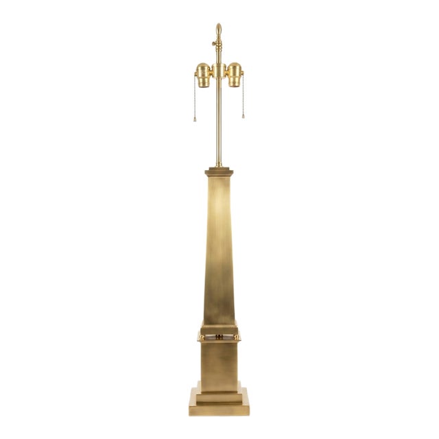 1960s Warren Kessler Solid Brass Obelisk Table Lamps For Sale