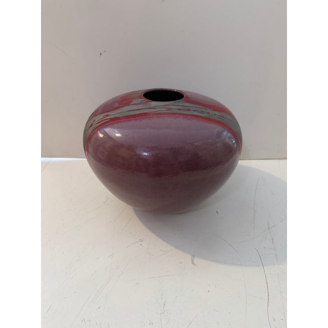 Contemporary Vintage Raku Art Pottery Vessel, Signed For Sale - Image 3 of 7