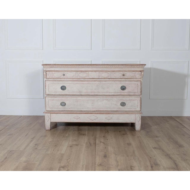 Mid-Century Modern Antique Danish Painted Chest of Drawers in Antique White, Early 19th Century For Sale - Image 3 of 10